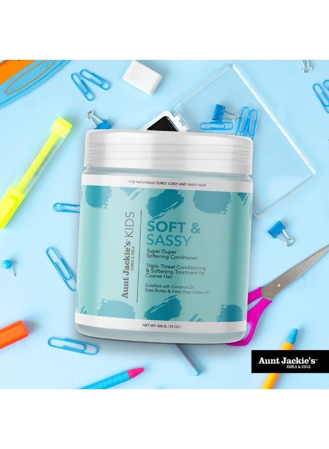 Aunt Jackie's Kids Soft & Sassy Softening Conditioner 426g | Triple Threat Conditioning Treatment for Curly & Coily Hair - Image 3